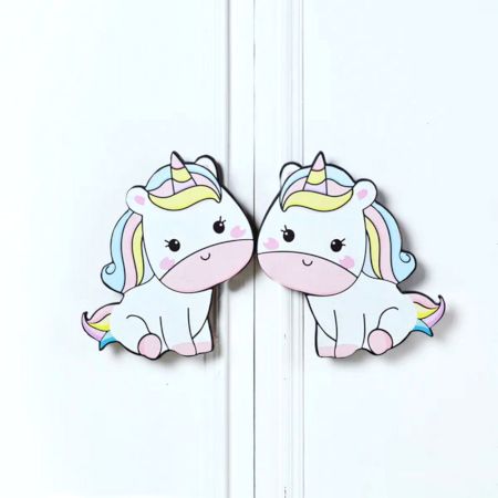 Handcrafted Acacia Wood Baby Unicorn Handle Pair